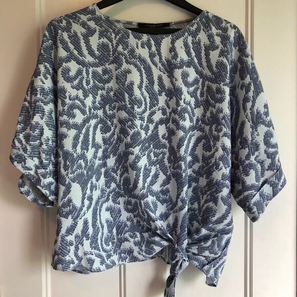 NWT Mark NY Andrew Marc short sleeve tie front top tencel - Picture 1 of 8